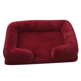 Plush Round Pet Bed Dog Bed Winter (Option: M27 Wine Red-XL Without Inner Sleeve)