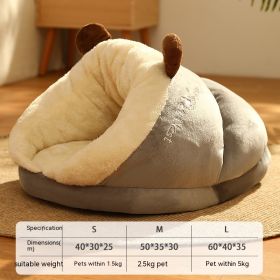 Pet Bed Winter Cat Dog Slippers Small Nest (Option: Gray Brown Bear-M)