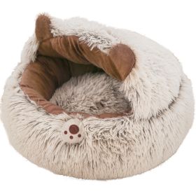 Cat Nest Warm Fully Enclosed (Option: Diameter 40cm-Brown Bear)