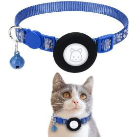 Pet Cat Footprints Reflective Collar With Bell (Color: Blue)