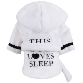 Pet Hooded Bathrobe White Coral Casual (Option: L)