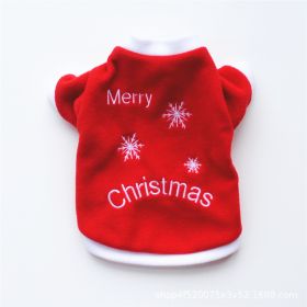 Pet Clothing Dog Warm Embroidery Christmas Style (Option: White border red snow-S)