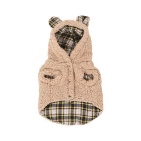 Winter Fleece-lined Pet Clothes (Option: Brown Yellow Grid-XXL)