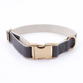 Pet Collar Metal Buckle High Quality All-match (Option: Dark Gray Golden Necklace-L)