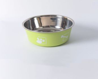 Stainless Steel Rice Bowl Dog Basin (Option: Apple Green-XL)